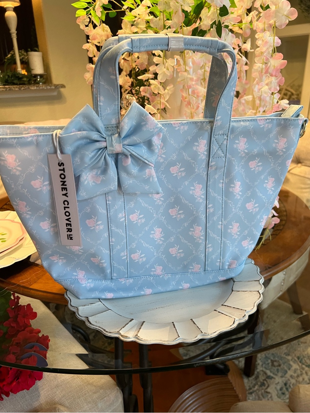Stoney Clover Lane High Tea Earl Grey Mini Tote with Bow Bag~New